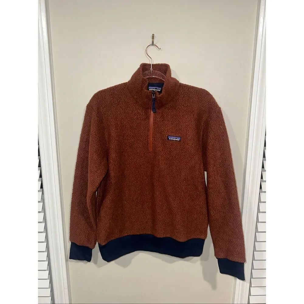 Patagonia Worn Wear Men's Woolyester Fleece Pullover Small Sisu Brown Rust